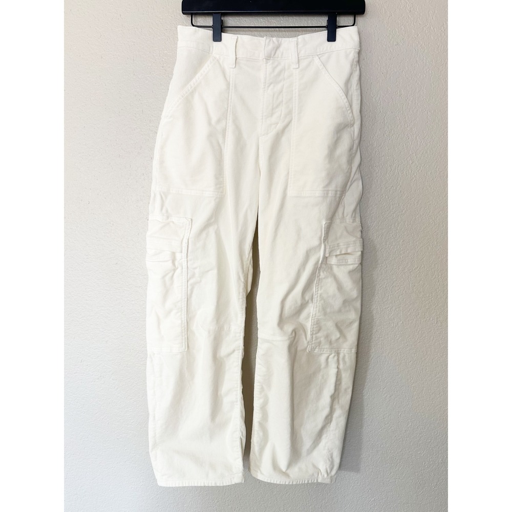 Citizens of Humanity Marcelle Corduroy Cargo Pant Barrel Leg White Size 26